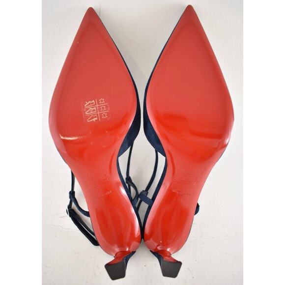 Christian Louboutin Condoroline 55 Marine Blue Slingback Strap Heel Pump 35.5 - Picture 14 of 14